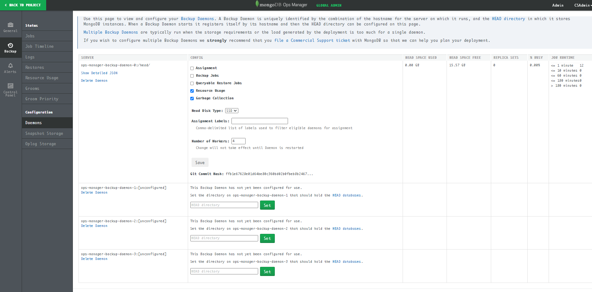 MongoDB Ops Manager Add Backup Daemons