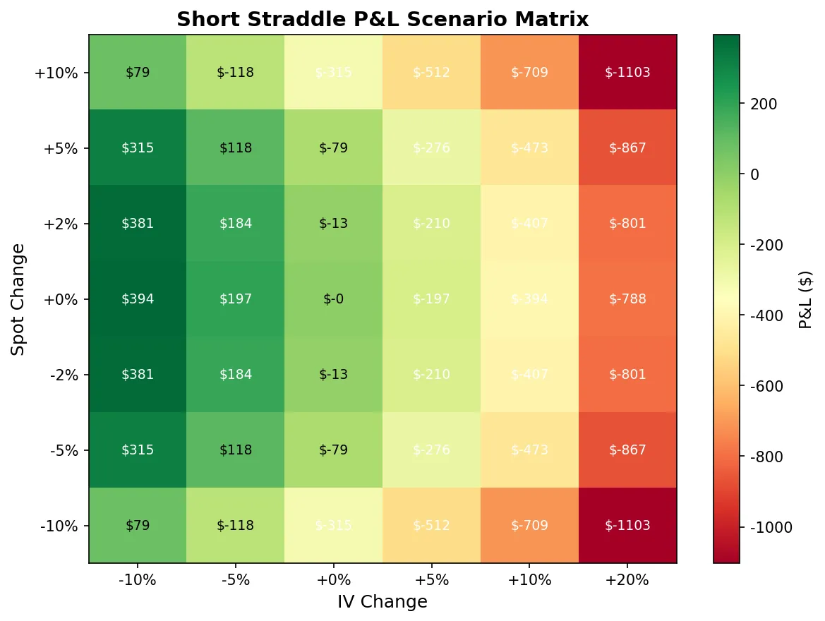 Portfolio P&L scenario analysis heatmap